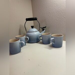 Le Creuset Light Blue Teapot and Mug Set